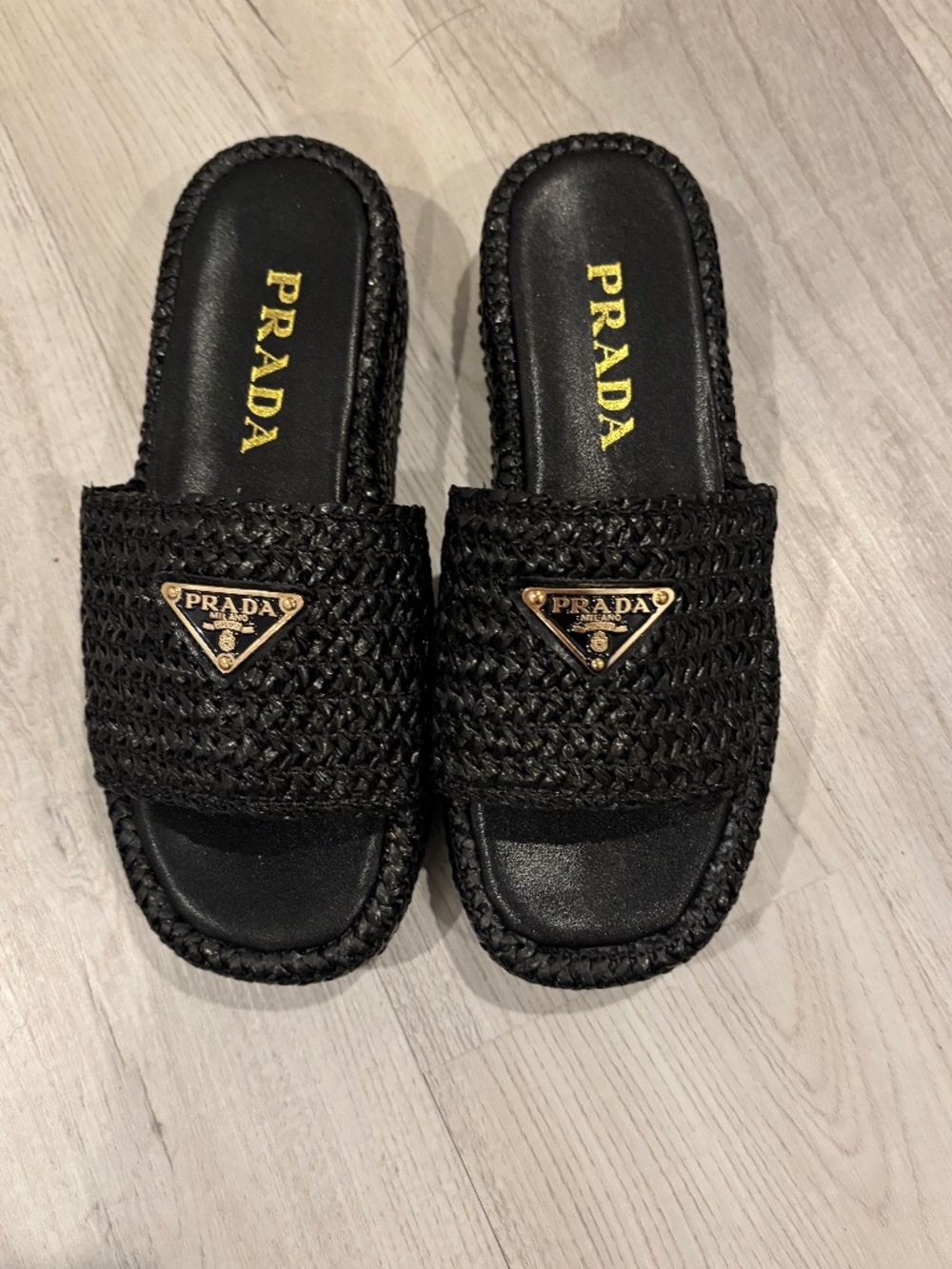 Prada crotchet flat form slides
